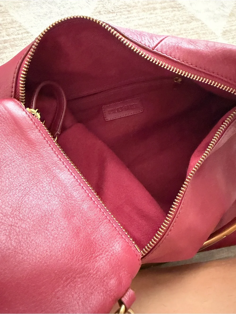 Walter Baker Wine-Red Leather Hobo with Gold Handle